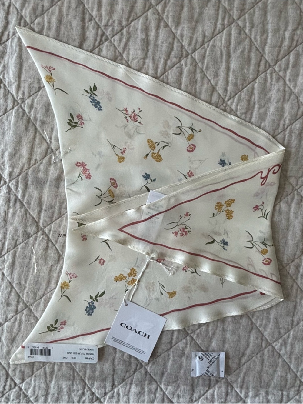 Coach Floral Silk Diamond Scarf - Picture 6 of 10